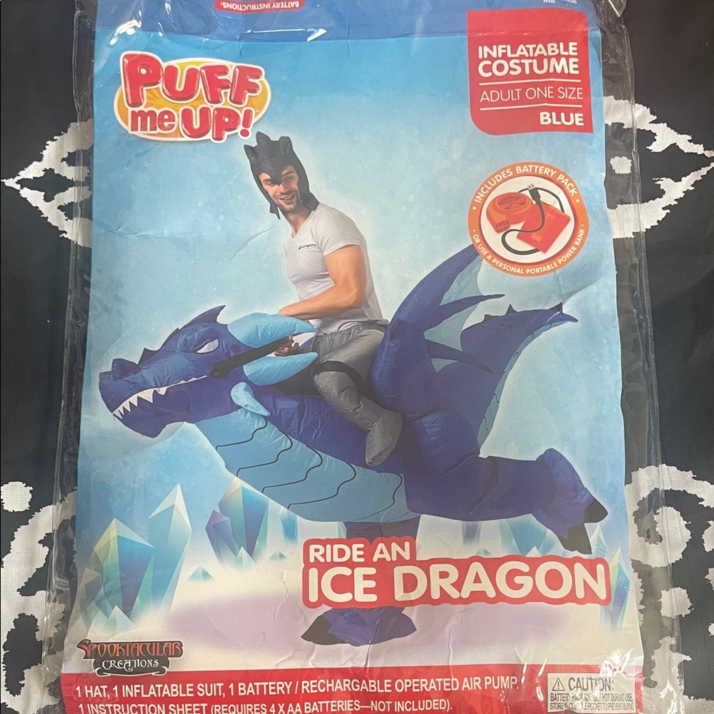 Inflatable Blue Ice Dragon Costume for Kids